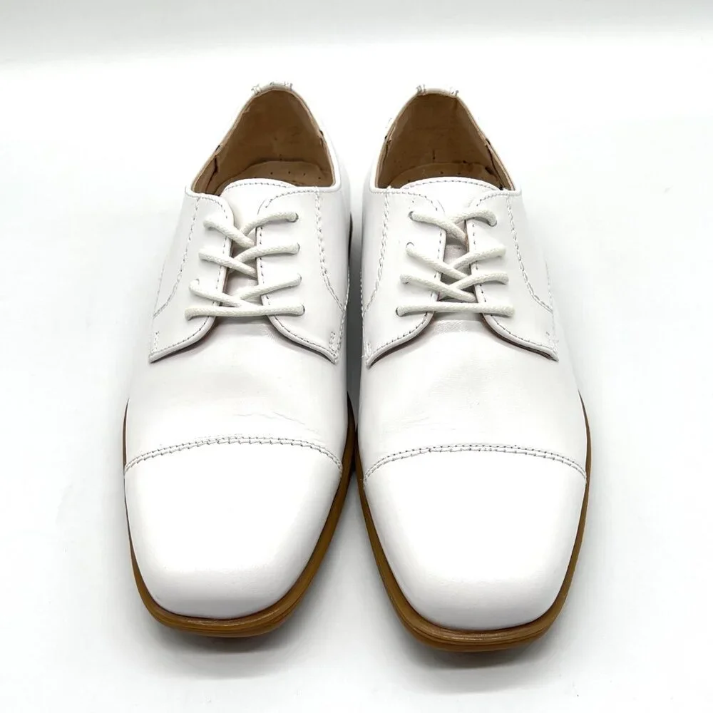 Florsheim Boys‎ Kids Size 1 1M Reveal White Leather Oxford Oxfords Dress Shoes